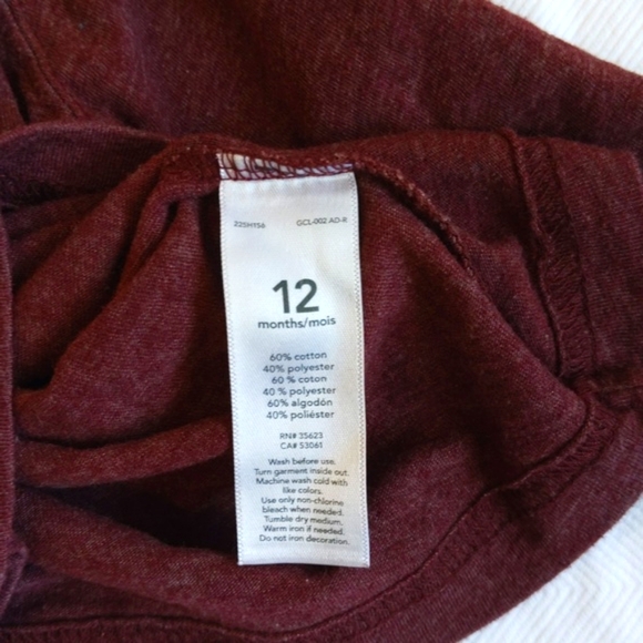 carter's maroon little brother graphic long sleeve shirt 12 months baby boy - Picture 4 of 6